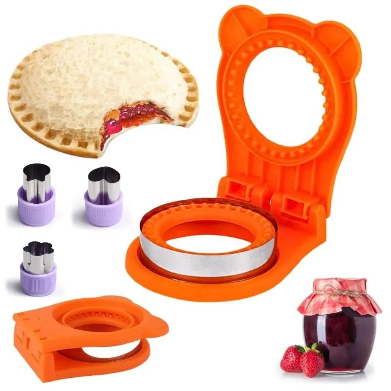 Sandwich Cutter and Sealer with Plastic Handles Ideal for DIY Bread Fruit Vegetable Cutting and Embossing Moulds Kitchen Gadget