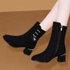 Fleece Cotton Shoes, Medium Heels, Thick Heels, Snow Boots, Short Heels, High Heels, Medium Boots for Women