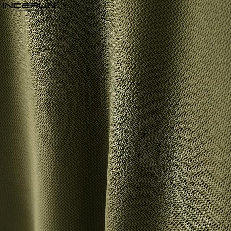 INCERUN Summer Men O-Neck Short Sleeve Stitching Texture Hollow Casual Loose Tops T-shirts