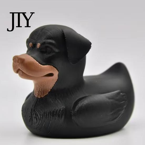 Animal Decorative Piece 3D Printed Rottweiler Dog Duck Figurine, Funny Unique Sculpture Ornament, Desktop Entry Car Ornament Creative Decoration