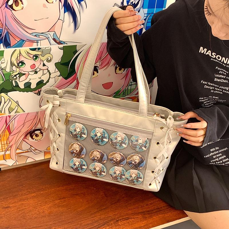Japanese Anime Bag Bow Tie Ribbon Large Capacity Shoulder Bag Large Capacity Tote Bag
