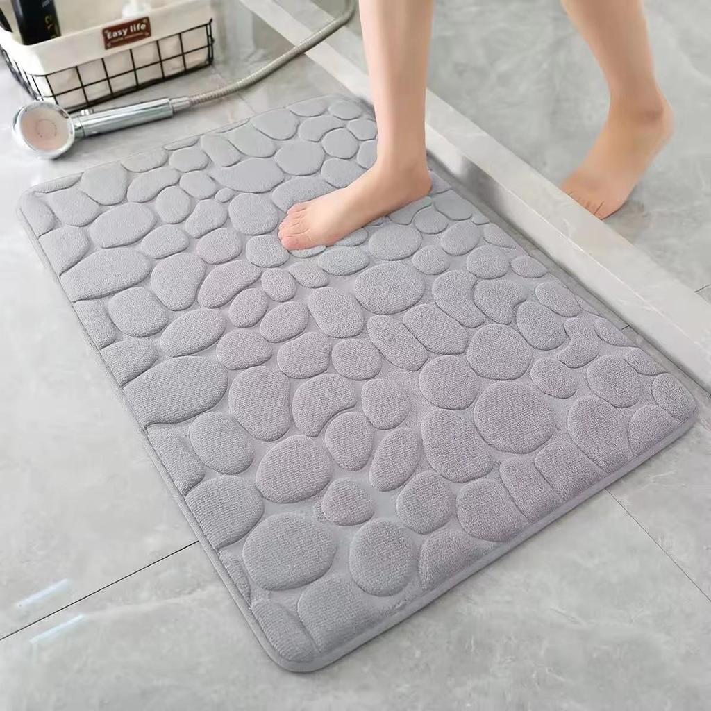 Rutschfeste Badematte mit PVC-Rücken - Maschinenwaschbar, Flache Polyester-Badematte, Niedriger Flor, Gewebter Stoff Rechteckiger Badezimmerteppich, Hochsaugfähig