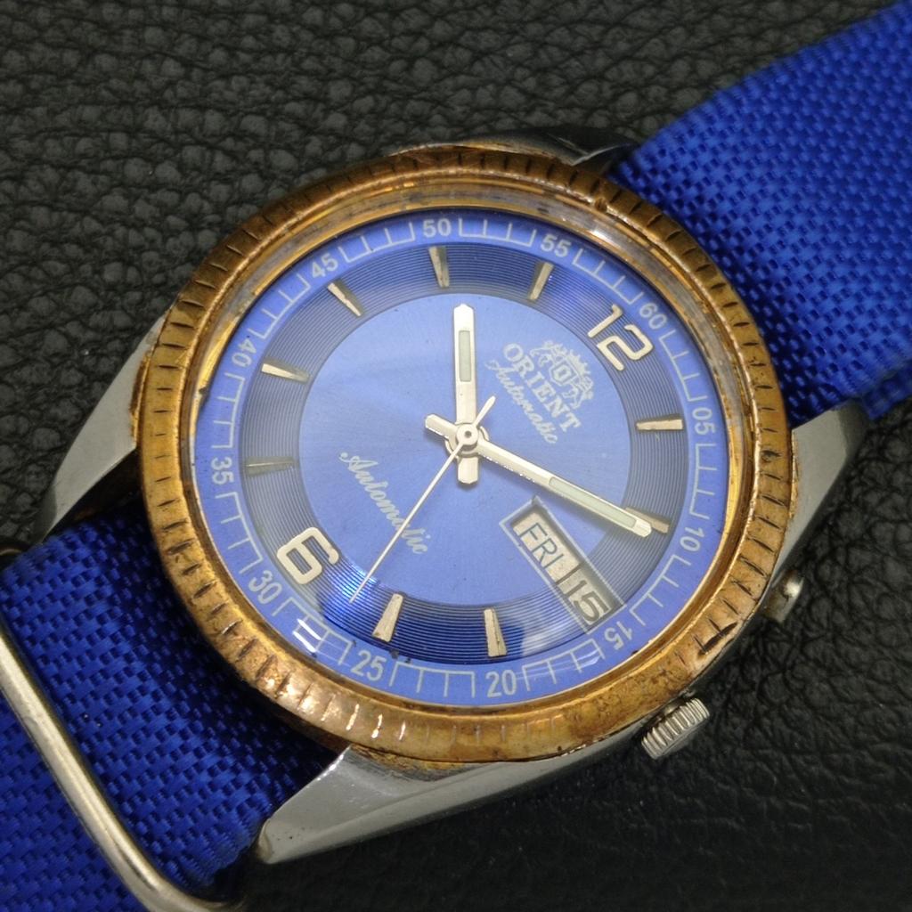 JAPAN VINTAGE ORIENT AUTOMATIC 46943 MENS BLUE COLOR DIAL WATCH A701883-5