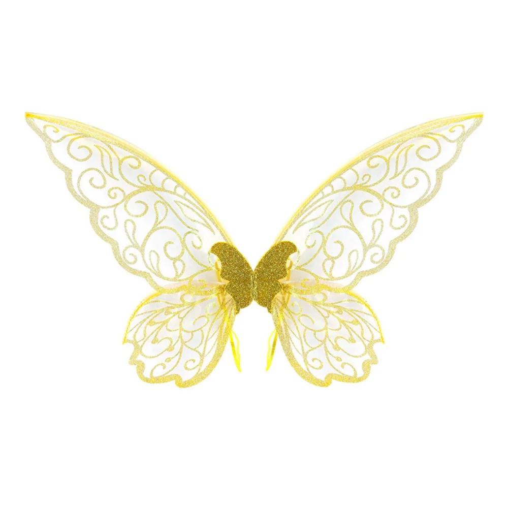Fantasy Colorful Butterfly Fairy Wings Organza Sparkle Cosplay Wings Handmade Elf Wings Costume for Adult Kid