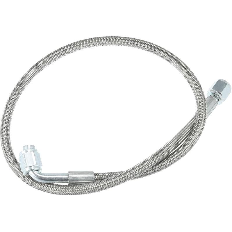 Unifizz 4AN Turbo Oil Feed Line 24 Inch Length Stainless Steel Braided AN4 90 Degree Straight Hose End Pressure Remote Turbocharger Oil Drain Return