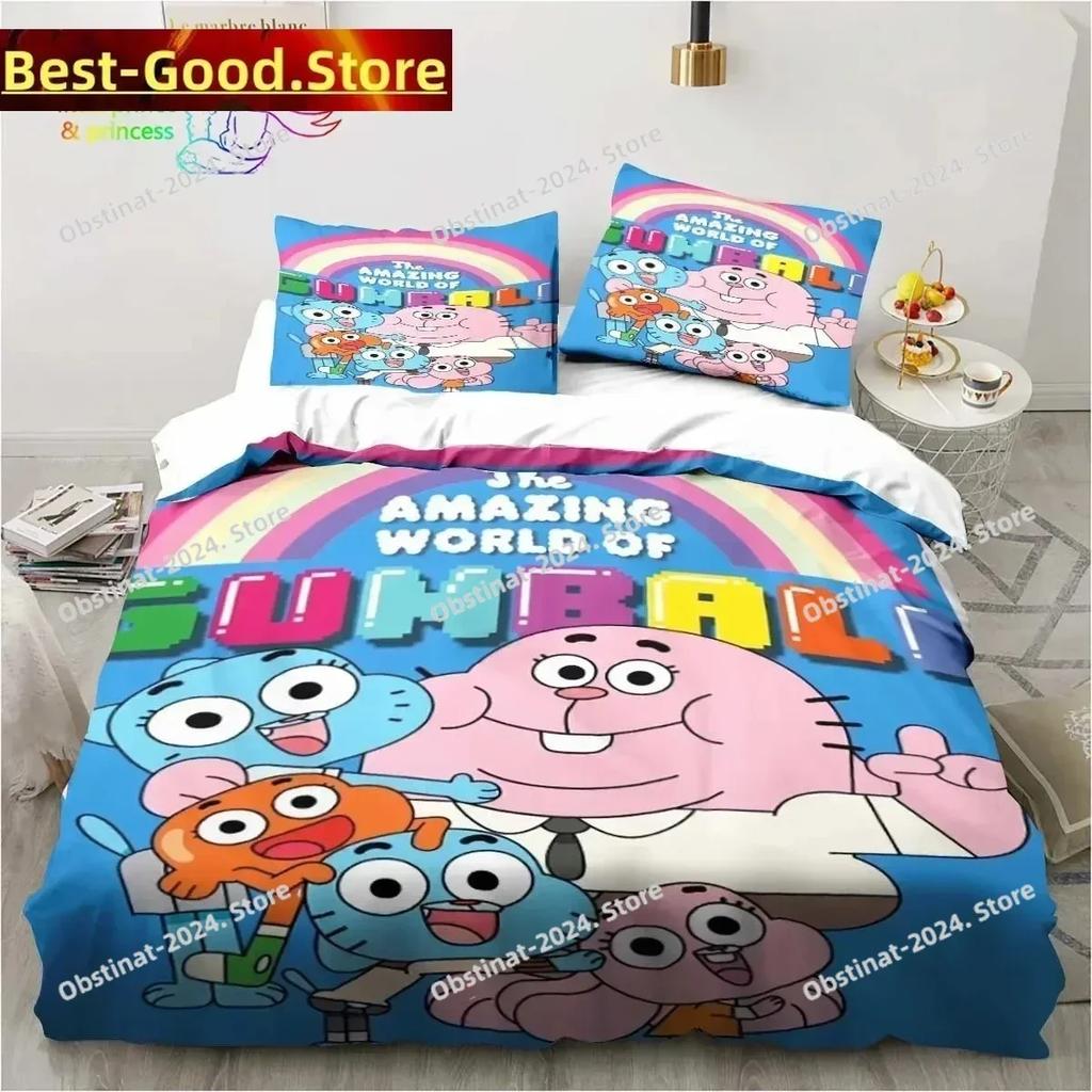 Amazing World Gumball 3D Printed Bedding Set Single Twin Full Queen King Size Bed Set Adult Kid Bedroom Bedding Gift