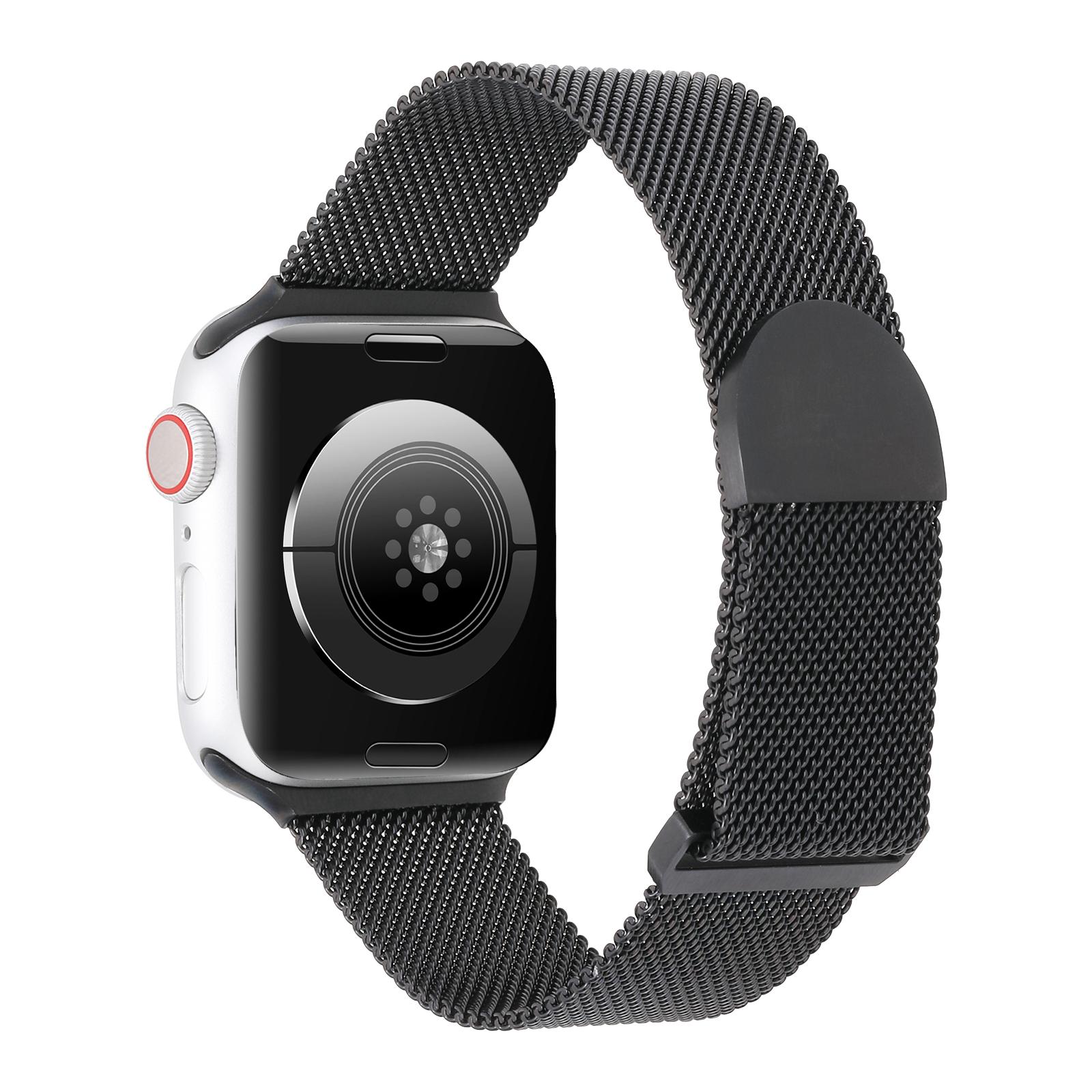 

Миланский ремешок для Apple Watch Band Ultra 8 7 6 SE 5 4 3, металлический браслет Correa 49 мм, 45, 44, 42 мм, браслет из нержавеющей стали IWatch 41, 40, 38 мм 42mm 44mm 45mm 49mm чёрный