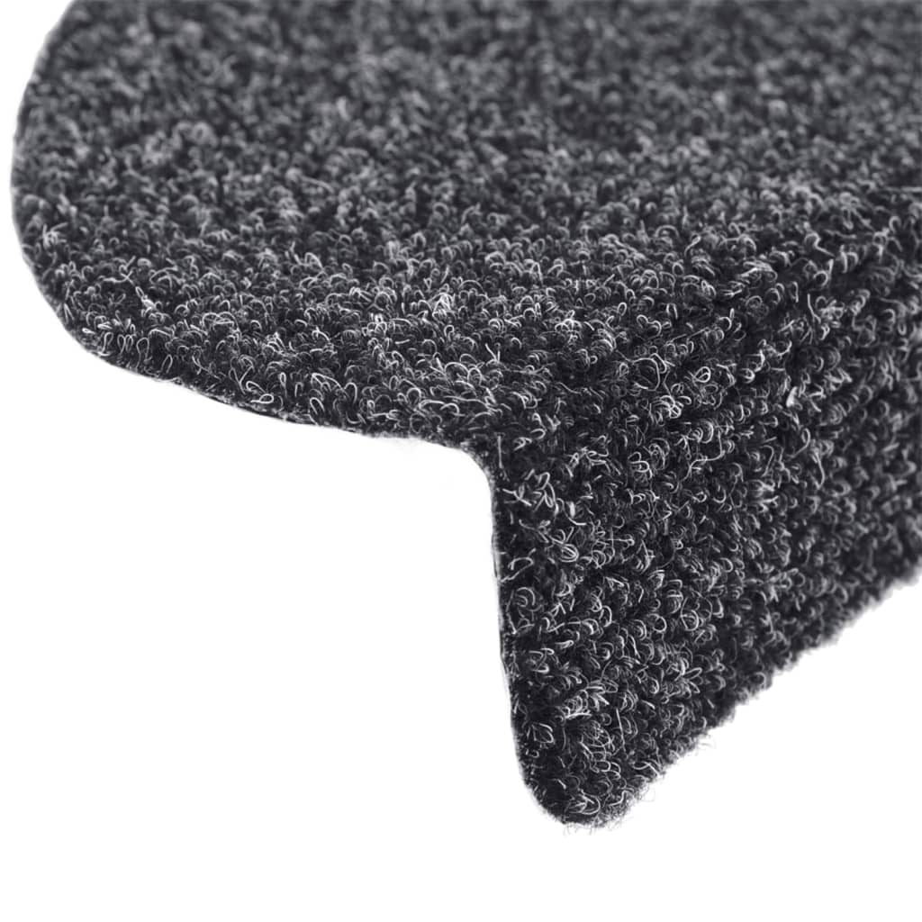 vidaXL Stufenmatten Selbstklebend 15 Stk. 65x21x4 cm Dunkelgrau Halbrund Groß
