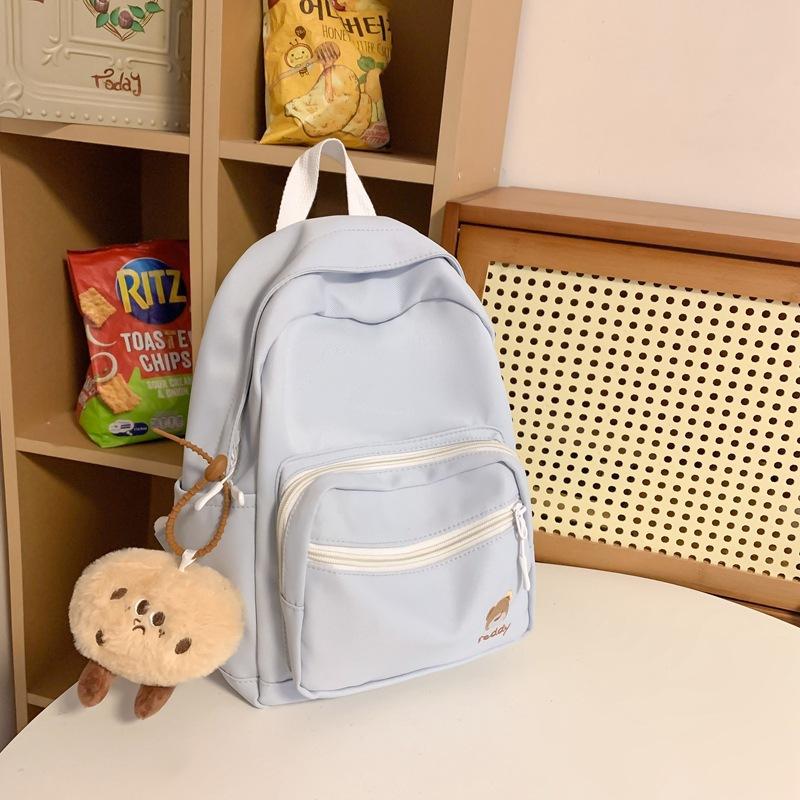Schoolbag small fresh schoolbag female junior high school students solid color simple ins backpack primary school students light high value cute