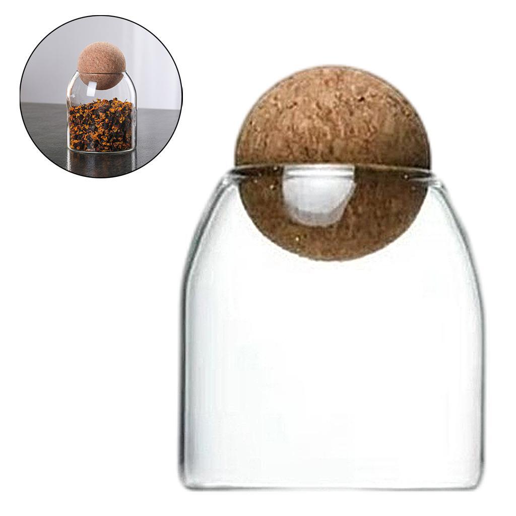 Clear Cork Glass Bottle Storage Sealed Jar Candy Coffee Bean Jar 