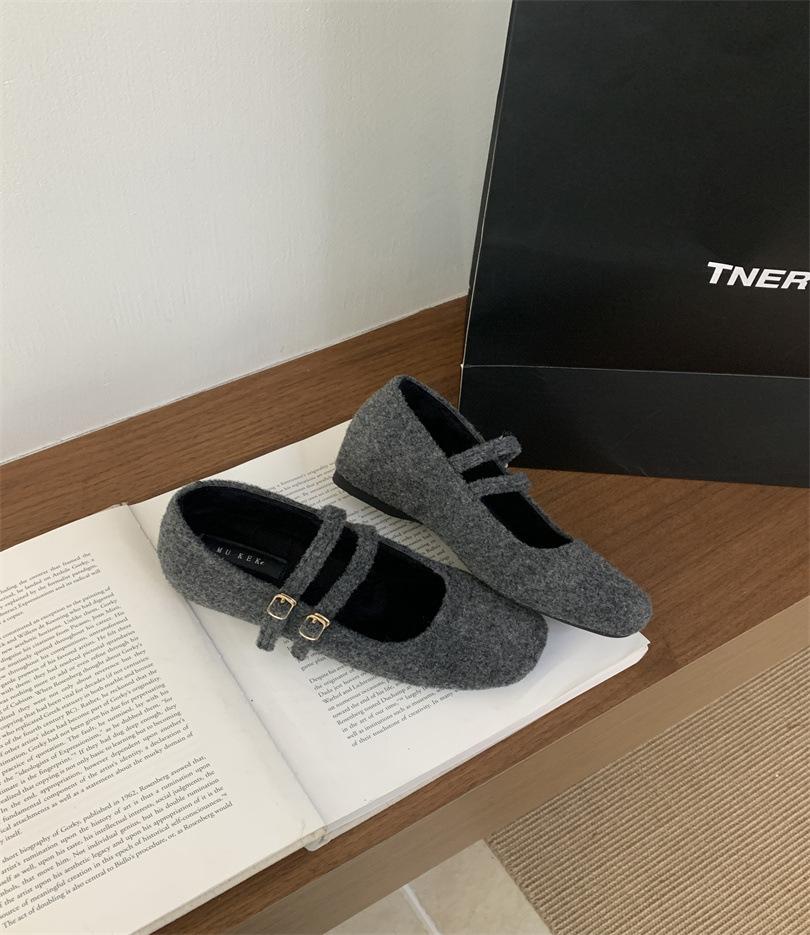 

Retro late evening wind double row with cotton shoes for women 2025 new inner height increase plush shoes for women to wear outside in autumn and win 39 серый