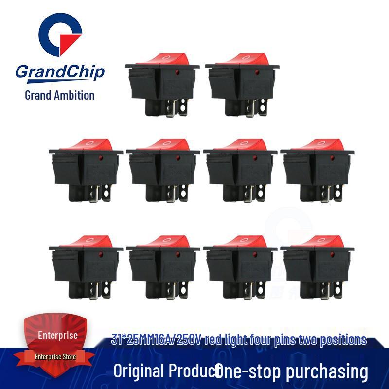 KCD4 High Power Boat Rocker Switch, 4/6 Pin, Red/Green Light, 31x25mm, 16A 250V