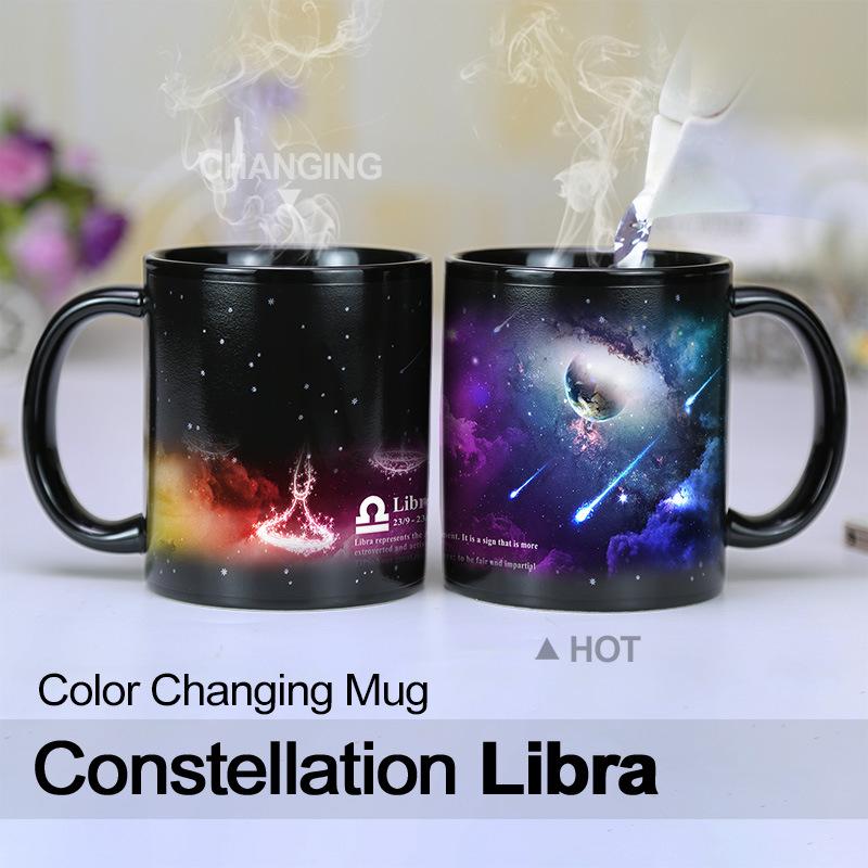Starry Sky Purple Illusion 12 Constellation Color Changing Water Cup Ceramic Mug Suitable for Couples To Give Gifts