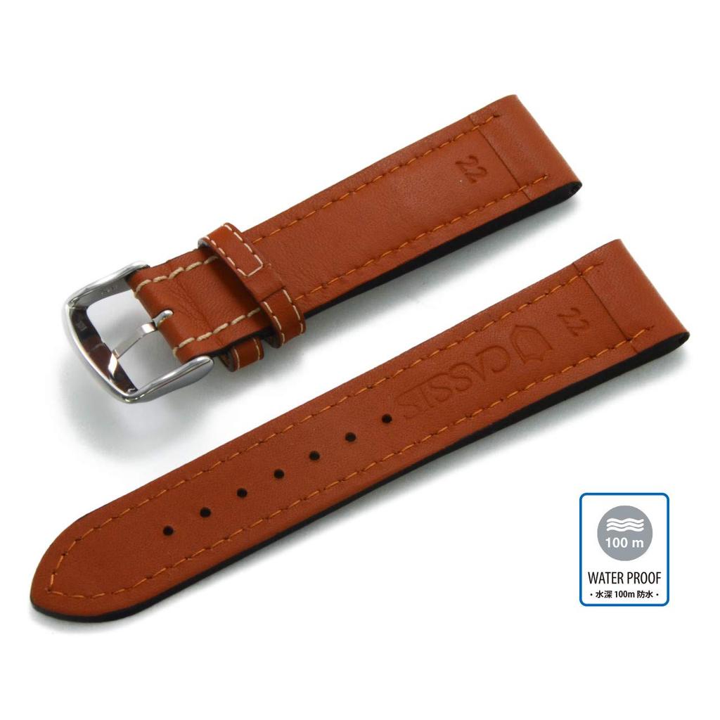 CASSIS NURNBERG 22mm Light Brown Calfskin Watch Fully Includes Replacement U1105087042022 Strap, Waterproof, Tool,