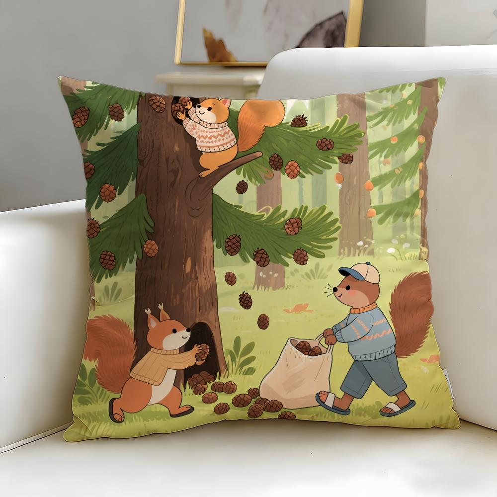 

classic animal squirrel Cushion Cover Soft & Easy-Wash Pillow Case – Versatile for Couch, Bed, Travel and Office 30cmx30cm