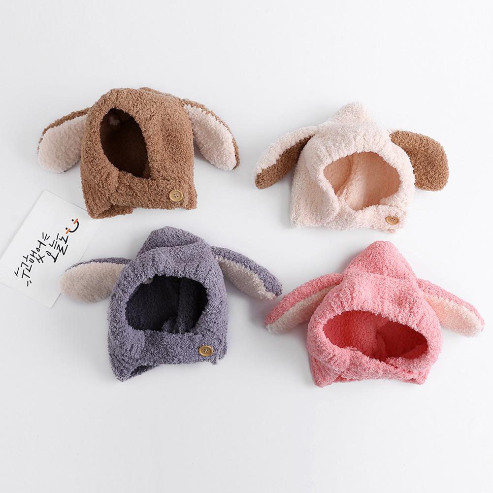 Winter Warm Hat Cartoon Style Cute Ear Design Plush Caps for Infant Boys Girls