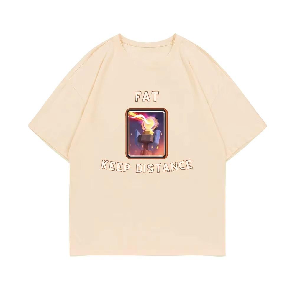 Fat Keep Distance mens 100cotton fashion Joke Humor Tshirt Womens Unisex oversized Y2K  summer Tee Casual Outdoor streetwear