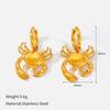 18K Gold-plated Stainless Steel Crab Pendant Earrings, Hammered Metallic European and American Style Earrings, Seaside Vacation Accessories
