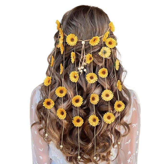 

Bohemian Sunflower Headband - Hippie Flower Crown for Women
