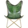 Green Leather Relax Arm Chair Leather Butterfly Chair Home Décor Lounge Accent