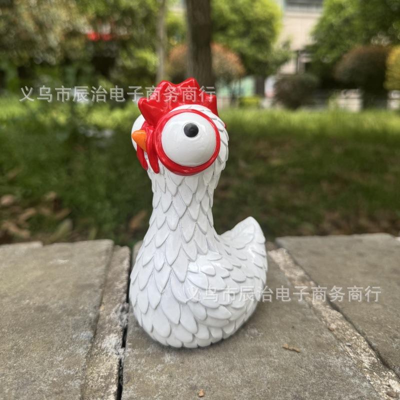 An Interesting Big-eyed Rooster Resin Statue Ornament Outdoor Courtyard, Home Statue Ornament