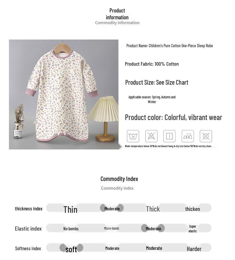 Kids' Pure Cotton Long Sleeve Anti-Kick Onesie Pajamas for All Seasons