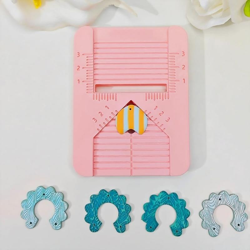 3D-gedruckte Polymer Clay Bohrhilfe für Ohrringe mit Bereichspositionierungsvorlage und Skalenmarkierungen für präzises Basteln