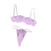 Women's See-Through Lace Stitching Sling Bra Split Sexy Underwear Set S-L