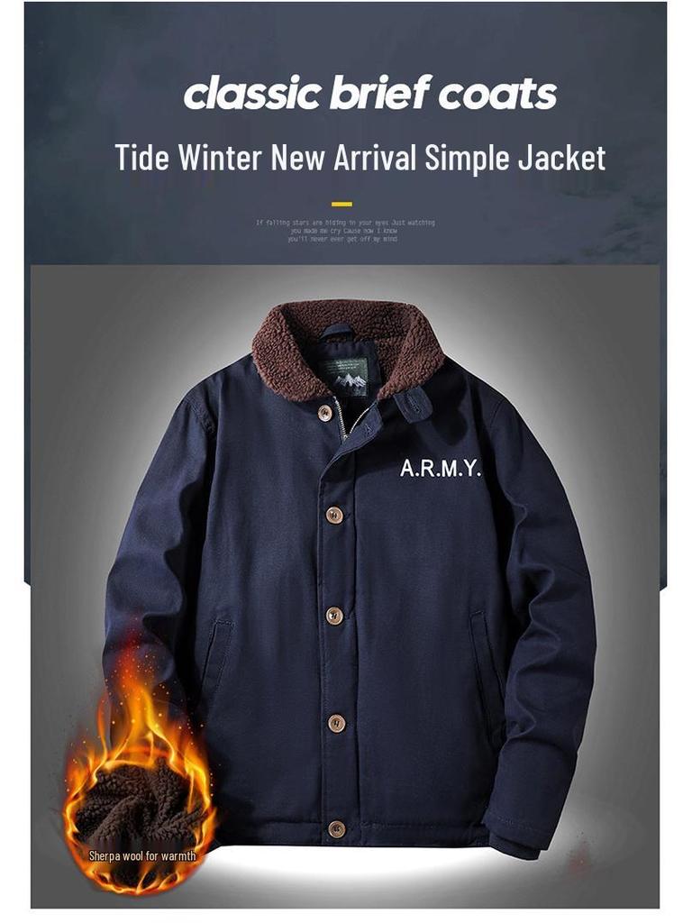 Ναυτικό Δερμάτινο Μπουφάν N1 - Ρετρό Στρατιωτικό Παλτό από Μαλλί Αρνιού για Φθινόπωρο/Χειμώνα, Πυκνωμένο με Βελούδινο Πτητικό Βαμβάκι.