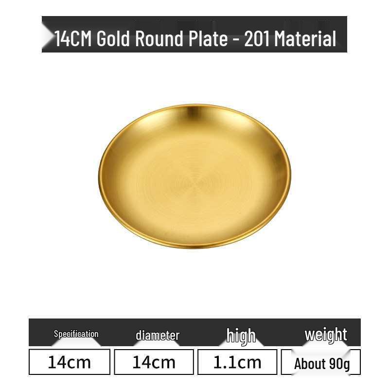 Gold Round 304 Stainless Steel Korean BBQ and Cake Tray