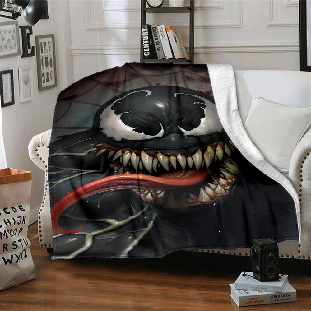 1pc Venom Dominates Night Flannel Blanket for Super Soft Cute Comfort Blanket for Travel Bedding Couch Sofa Blanket Y82525