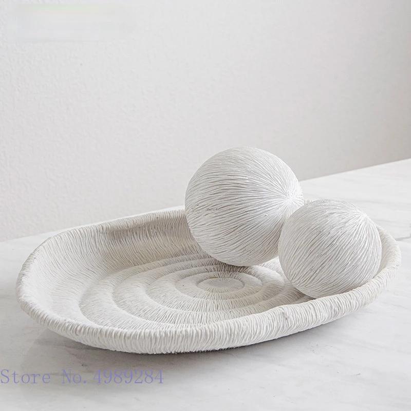 Creative Resin Flower Vase Coral Texture Tray Irregular Black and White Resin Crafts Furnishings Modern Home Decoration