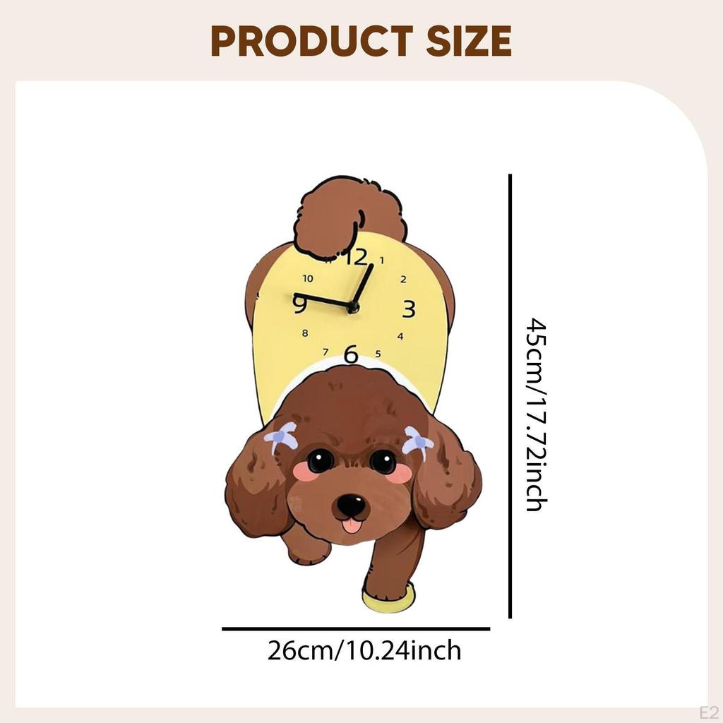Uroczy Zegar Ścienny w Kształcie Psa Wisząca Ozdoba Przenośna Dekoracja Cichy z Wahadłem