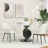 Set of 2 Nordic Dining Chairs Padded with Curved Armrests in Velvet-Effect Fabric, 54x57x80 cm, Cream