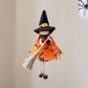 Halloween Hexenpuppen-Dekor mit Besen Kleine Hexenfigur mit Gazerock Küchenhängehexe-Ornament für Raumtür Fenster Halloween-Dekor