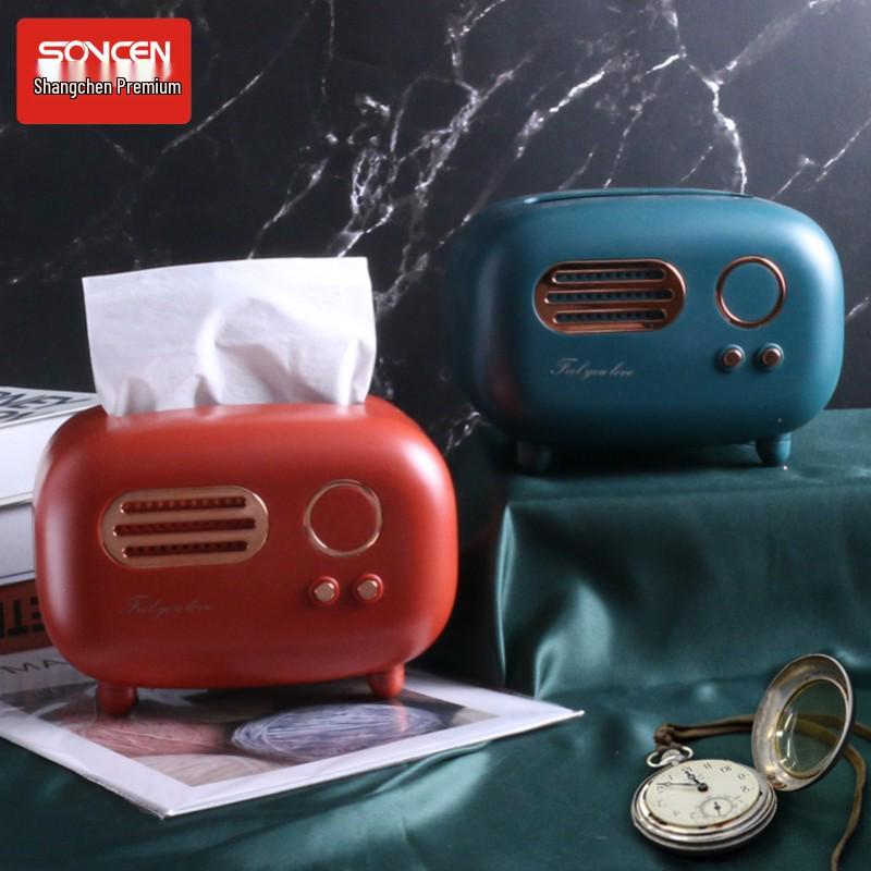 Punch-Free Retro Record Player Tissue Box - Light Luxury Storage for Home and Hotel