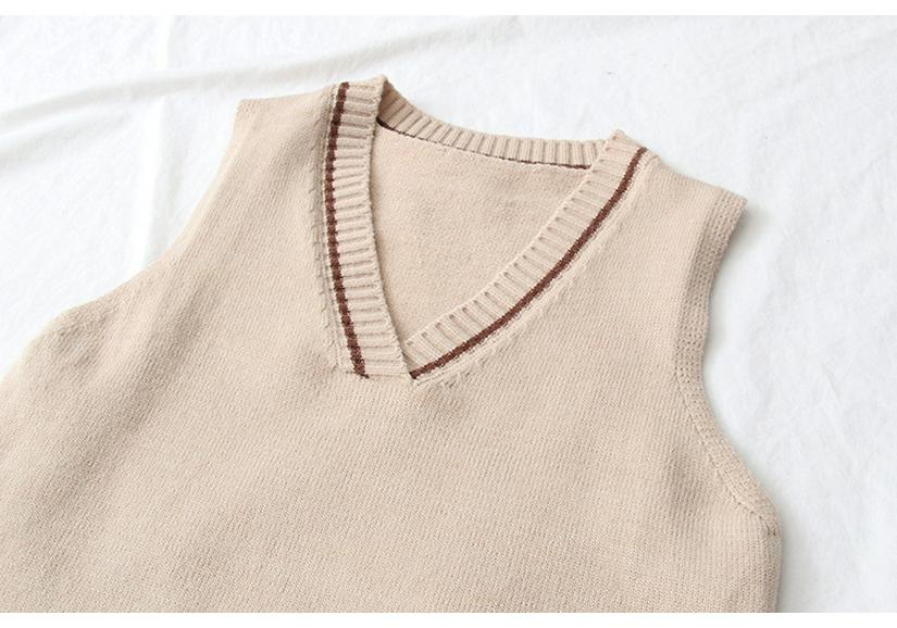 Women's Retro V-Neck Sweater Vest & Plaid Shirt Two-Piece Set - Autumn Winter Color Block Knit Cardigan Japanese Style Fashion
