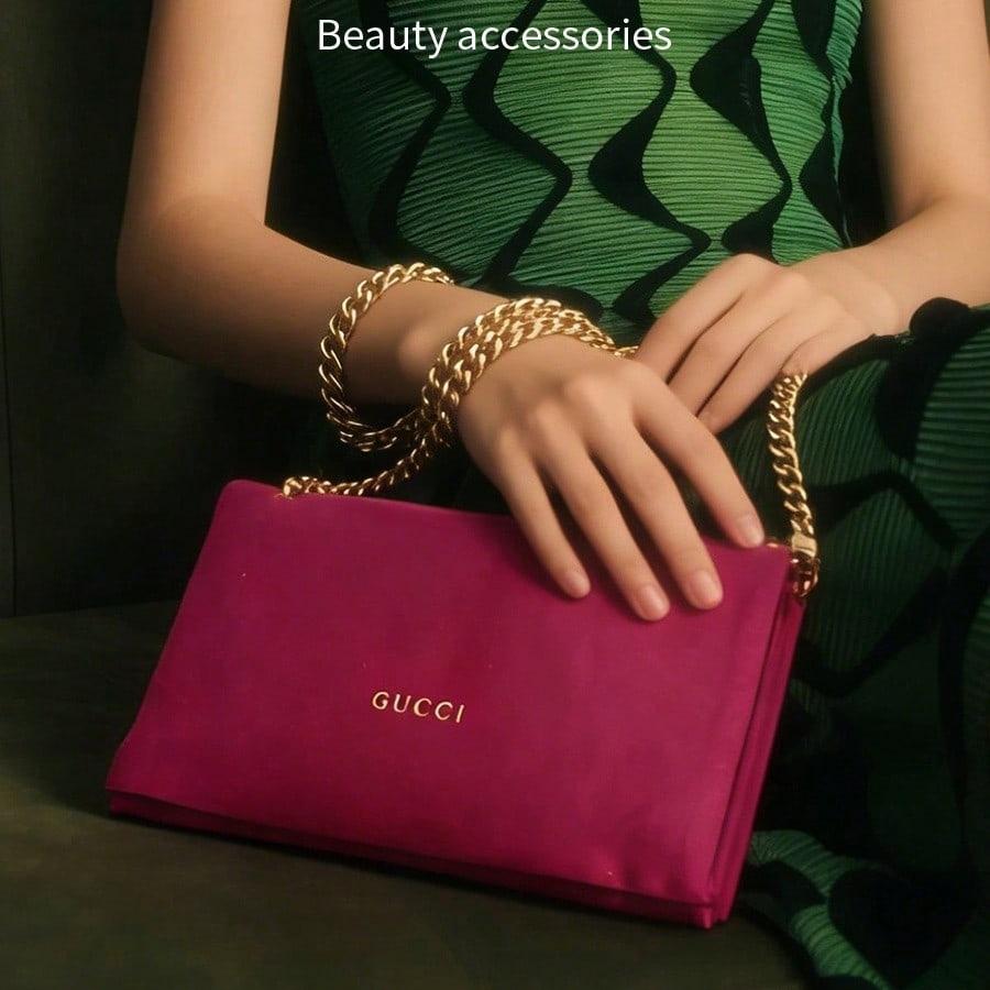 Classic Red Chain Strap Makeup Bag for Women Handheld Portable Toiletry Bag, Large Capacity for Cosmetics, Perfect for Daily Use GUCCI-GIFT-62