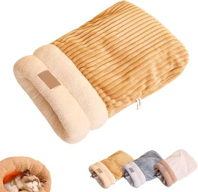 Faux Down Enclosed Cat Sleeping Bag Cozy And Warm Pet Bed For Small To Medium Cats