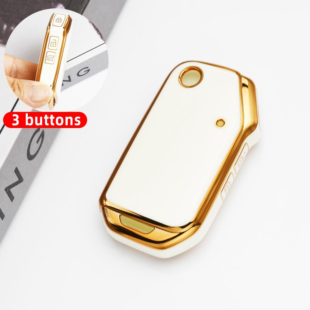 Gold Edge Tpu Car Key Case Cover Auto Shell Fob For Kia Sportage  Sorento Ceed  Cd Forte Cerato  K3 Gt Seltos