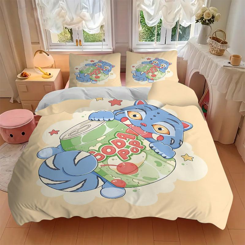 3pcs bedding set K-Pop Demon Hunters Cat Includes 1 Comforter + 2 Pillowcases, Without Pillow Inserts, Soft Comfortable,a0909215