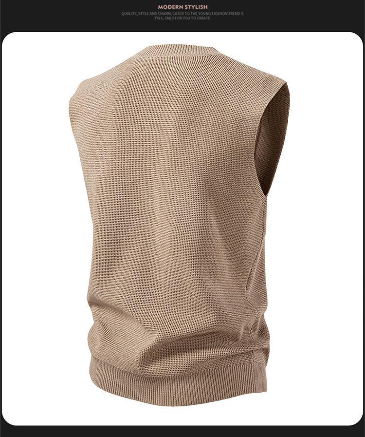 Gilet Cardigan Senza Maniche in Maglia Casual da Uomo con Scollo a V