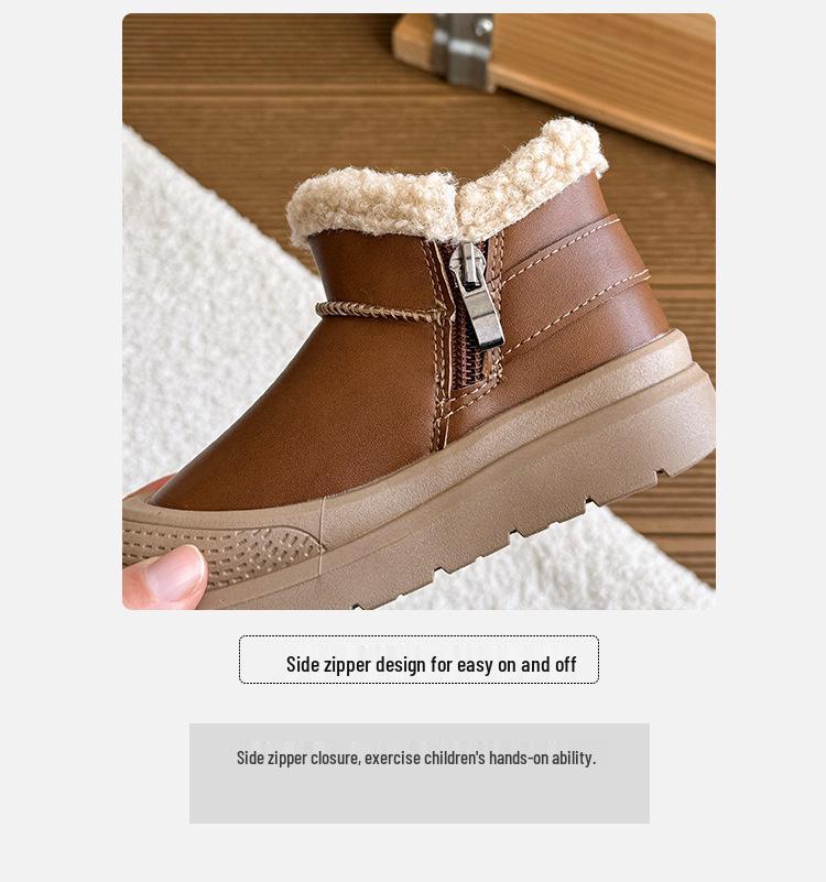 Kids' Winter 2025 Velvet-Lined Boots: Cozy Short Boots for Boys & Girls