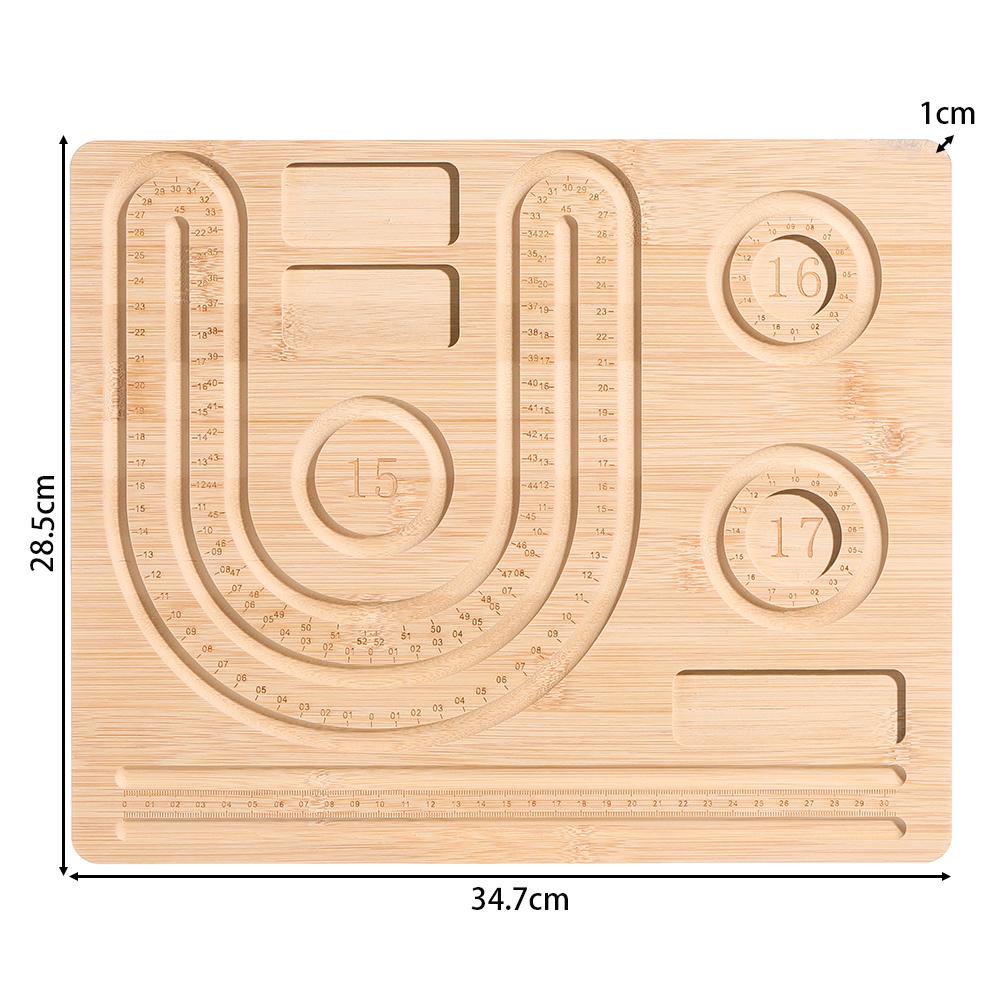 1pc Wooden Flocked Beading Tray Decorative Board for DIY Jewelry Bracelet Necklace Wood Board Design Bamboo Bead Measuring Tools
