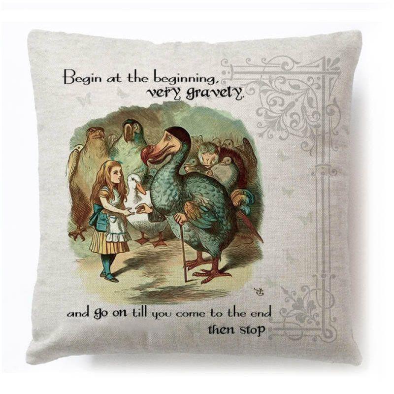Cotton Linen Alice In Wonderland Pillow Case For A Charming Decor**