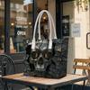 Cool Cracked Skull Print Tote Bag Fashion Casual Large Capacity Shoulder Handbag For Daily Use