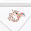 Women's Fox Brooch For Ladies Colorful Rhinestone Flower Animal Gold Pins Corsage Sweater Coat Party Wedding Accessories