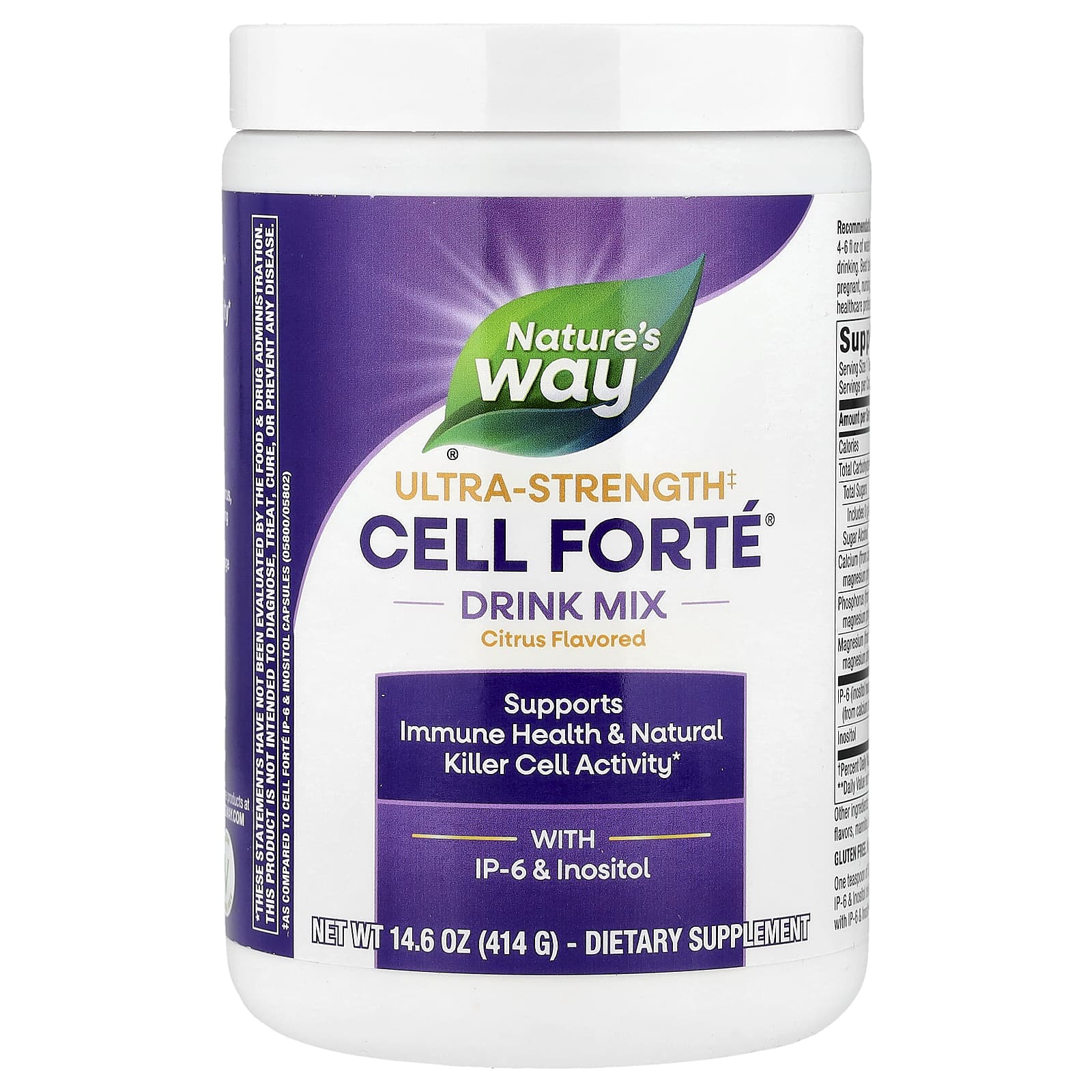 

Nature S Way, Cell Forté® Drink Mix, with IP-6 and Inositol, Extra Strength, Citrus Flavor, 414 G (14.6 Oz)