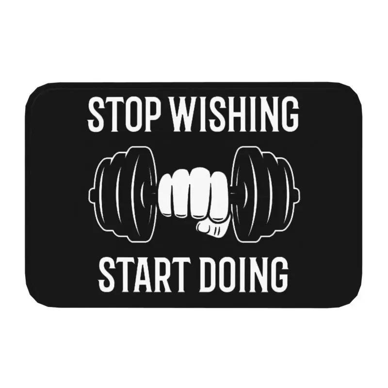 Powerhouse Gym Doormat Mat Anti-Slip Bodybuilding Fitness Motivational Quote Bath Kitchen Balcony Entrance Rug Carpet 40*60cm