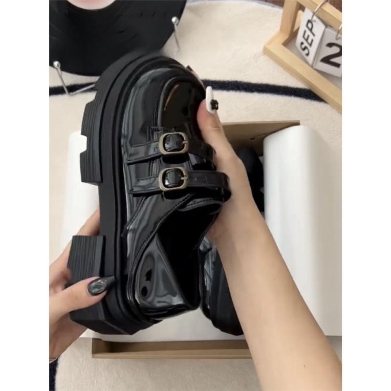 Muffin thick-soled Mary Jane single shoes women's spring and summer new retro heightening small leather shoes tide
